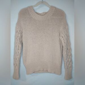 Marie Oliver Cream Colored Lambswool Cashmere Angora Blend Chunky Knit Sweater